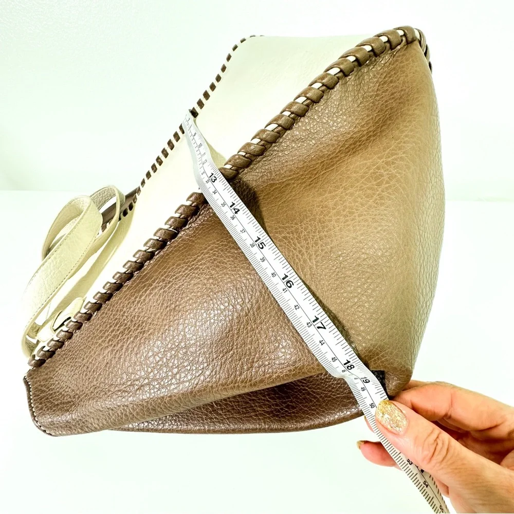 Anthropologie Two Tone Satchel in Cream NWT